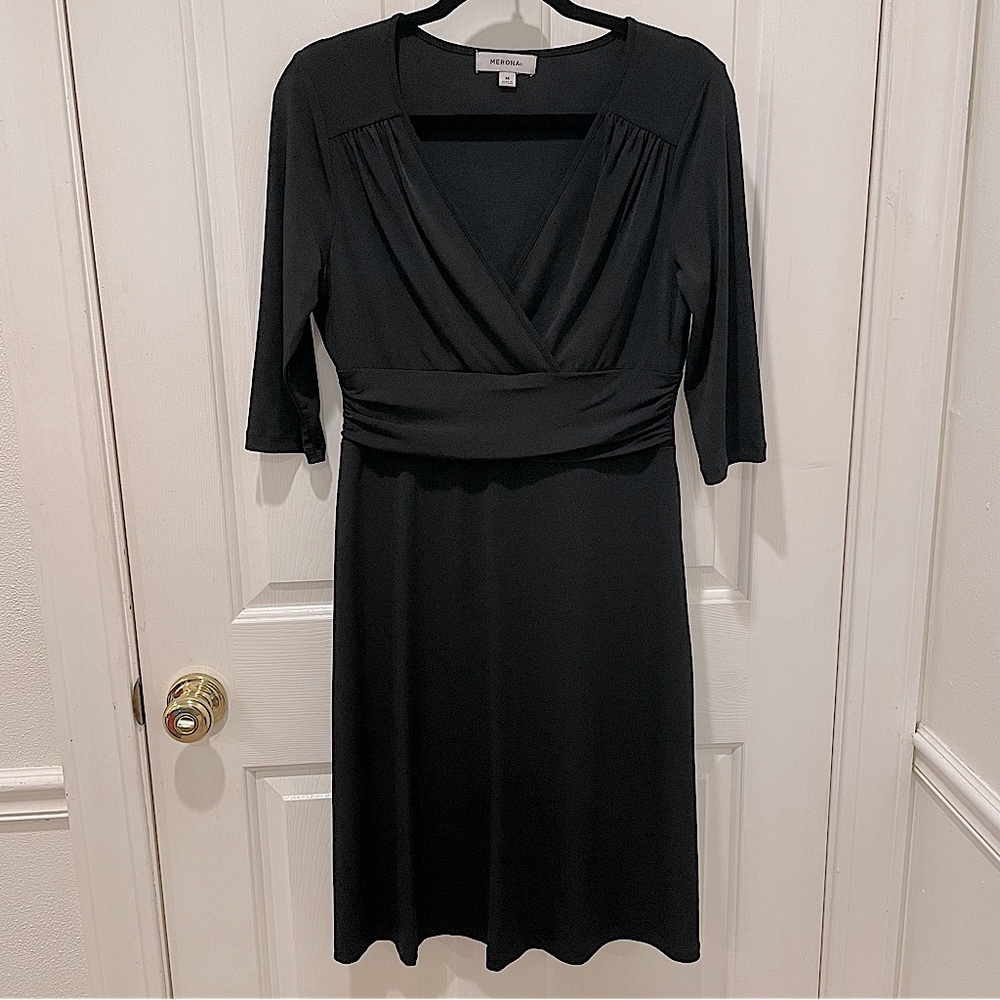 Ladies Pullover Black A-Line Dress, Size Medium